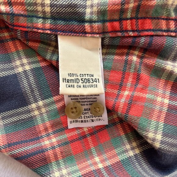 L.L Bean Men's Plaid Print Long Sleeve Casual Button Up Shirt Red Blue Medium - Picture 4 of 8